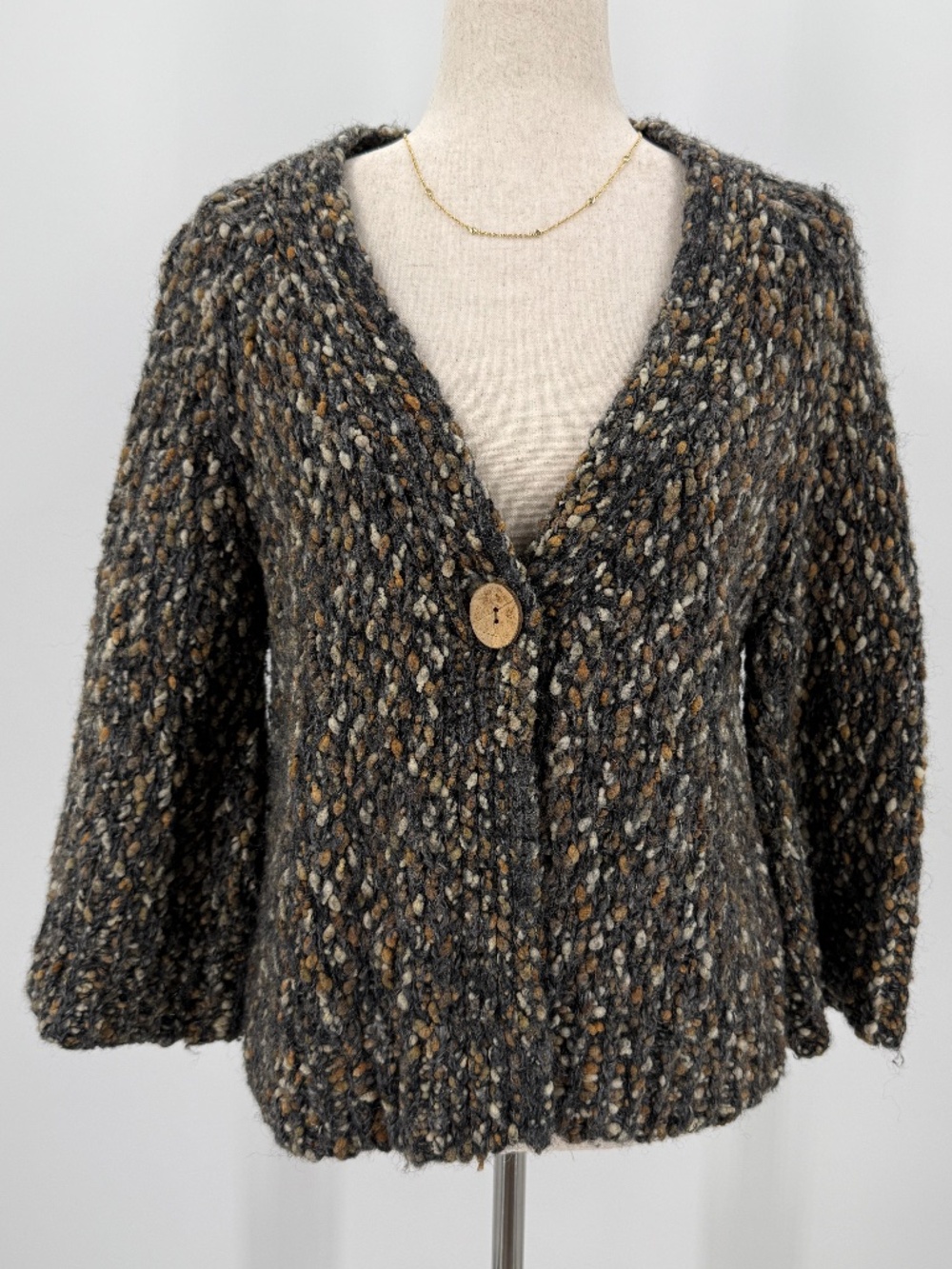 Leo & Nicole Wool Blend Boucle Chunky Knit Cardigan Sweater Women Petite XL